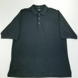 Mercedes Benz XL Embroidered Chest Logo Embossed Buttons Men's Black Cotton Polo